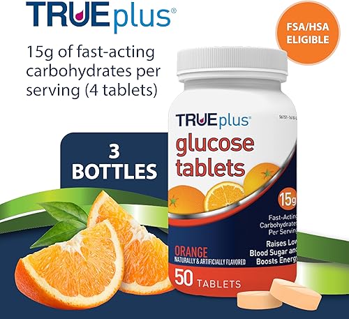 Vista 51 de TRUEplus® Tabletas de glucosa, naranja - 50ct