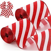 Waydress 2 Rolls Christmas Ribbon Wired Edge Ribbon, 4 Inch X 6 Yard