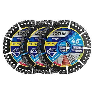 LOZLIN 3-Pack 4.5" Diamond Multi-Purpose Saw Blades - Heavy Duty Angle Grinder Discs for Cutting Marble/Quartz/Stone/Tile/Metal/Plastic - Amazon product rated Grade A