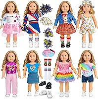 ARTST 18 Inch Doll Clothes Accessories Set - American Girl Doll Outfits with Hat, Shoes, Socks, Waist Bag - Valentine's Gift for Girls