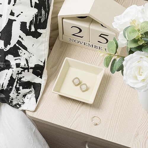 Miniatura 2 de Plato de cerámica para baratijas, bandeja para anillos, plato decorativo para joyas para aretes, collares, llaves de reloj, regalo de Navidad,