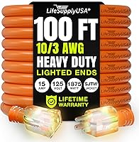 Vista 81 de Cable de extensión de 3 pies para interiores y exteriores 10/3 calibre Ultra resistente de 3 puntas SJTW, impermeable, cable de alimentación