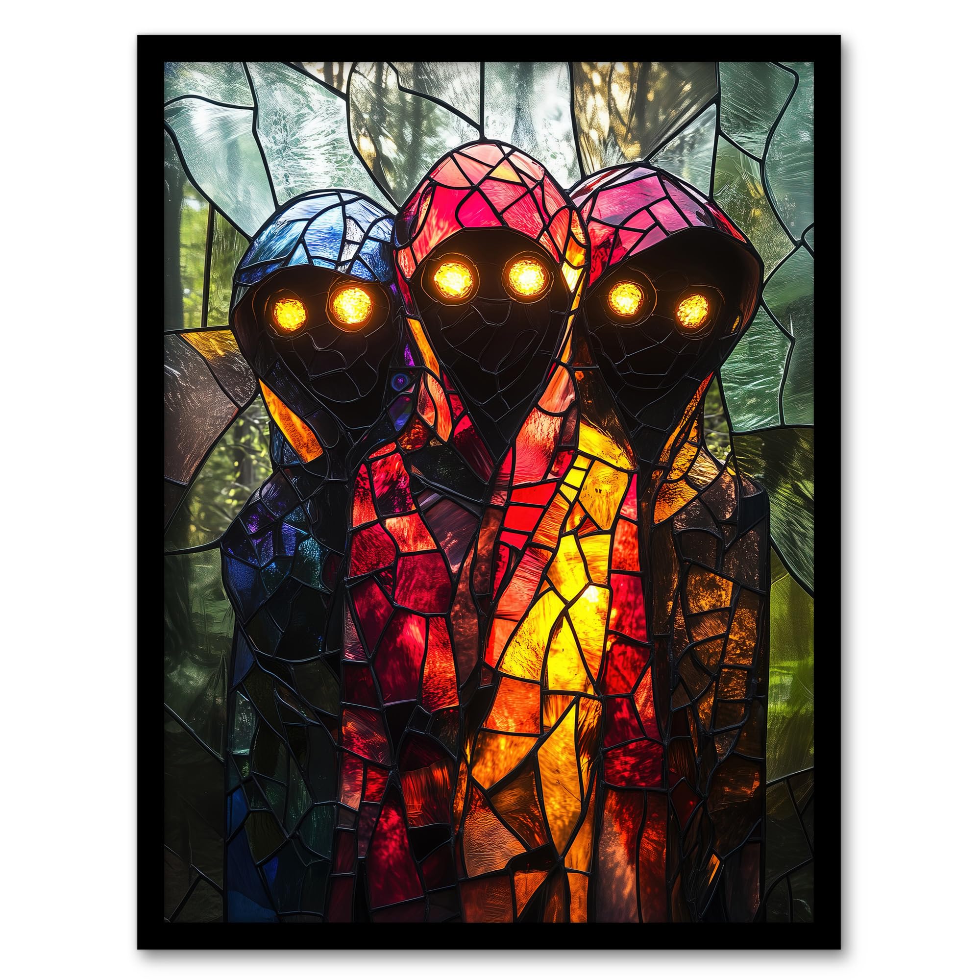 Artery8 Three Cloaked Witches Fantasy Stained Glass Wall Art PrintA4 Size from B&Q