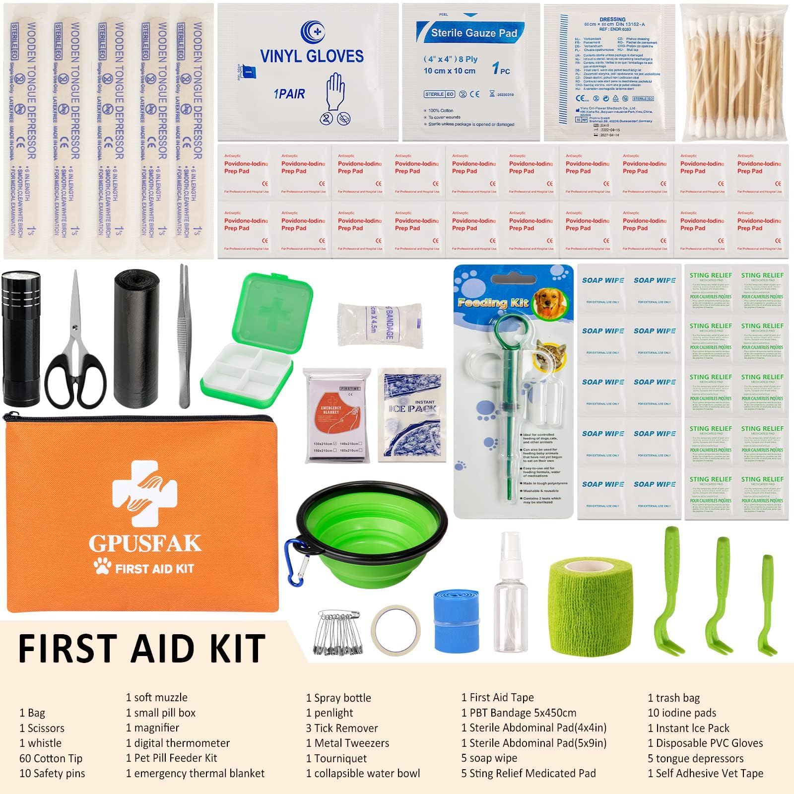 Kit di primo soccorso per cani e gatti, kit di primo soccorso per cani e gatti, kit di emergenza per animali domestici con forniture di primo soccorso per casa, campeggio, escursionismo,