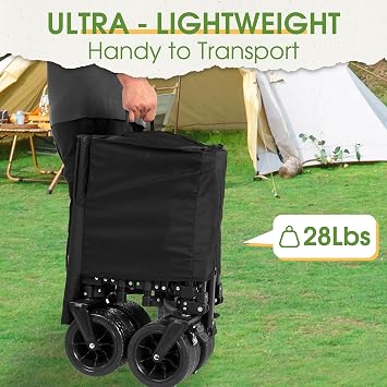 Premium Collapsible Wagon Heavy-Duty Cart with Enhanced Capacity and Convenient Storage Features for Carts with Wheels in Camping Scenarios