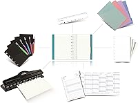 Vista 3 de Filofax Cuaderno rellenable clásico, 10.8 x 8.5 pulgadas, color aguamarina, elegante cubierta de piel con páginas móviles, cierre elástico, índice