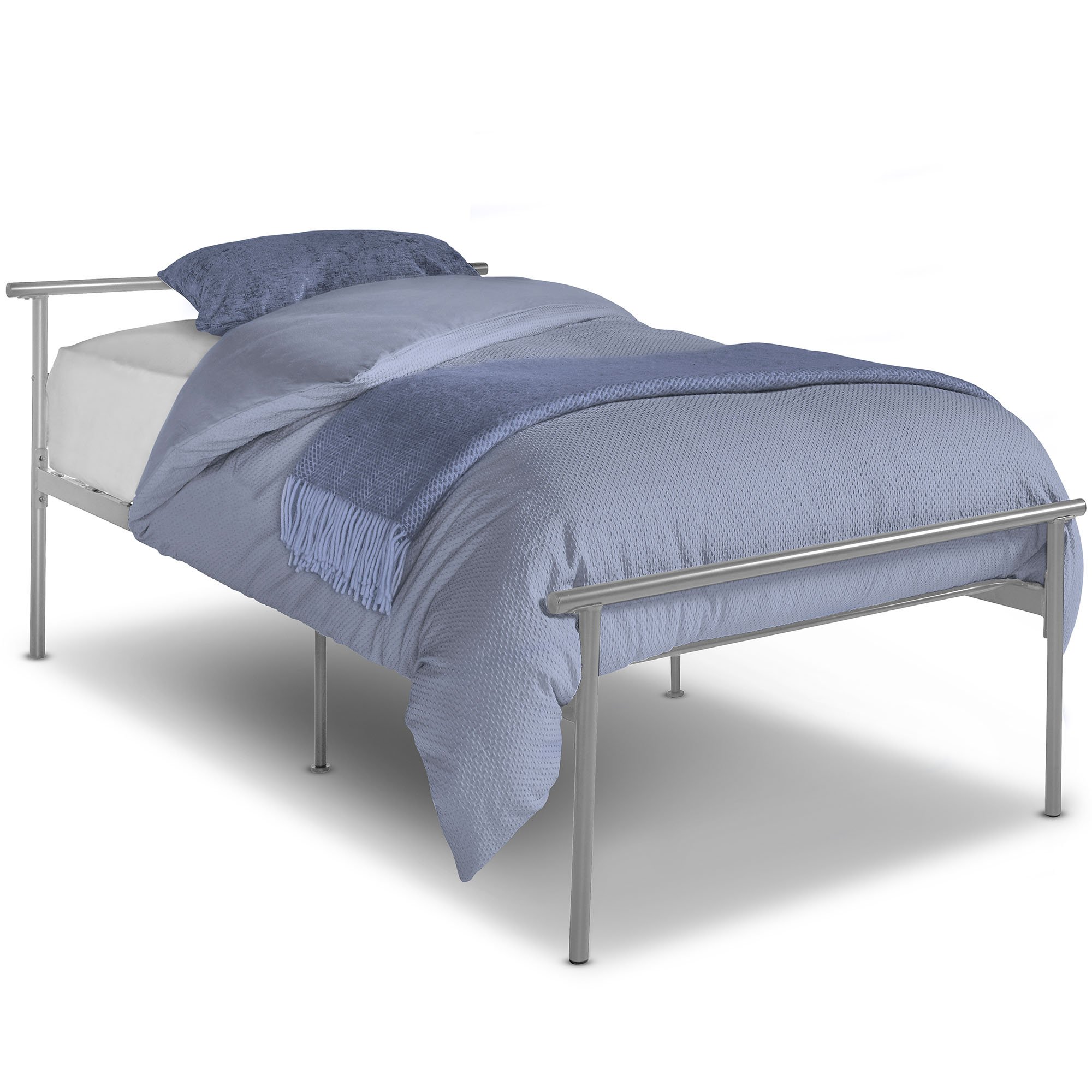 VonHaus Single Metal Bed Frame Silver 3ft Twin Bed Frame with