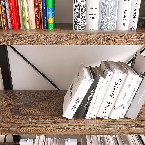 Miniatura 7 de LZ-DONGMAN Estantería grande de 5 niveles Etagere para libros, estantería de estilo industrial y estantes de libros, estantes grandes abiertos de