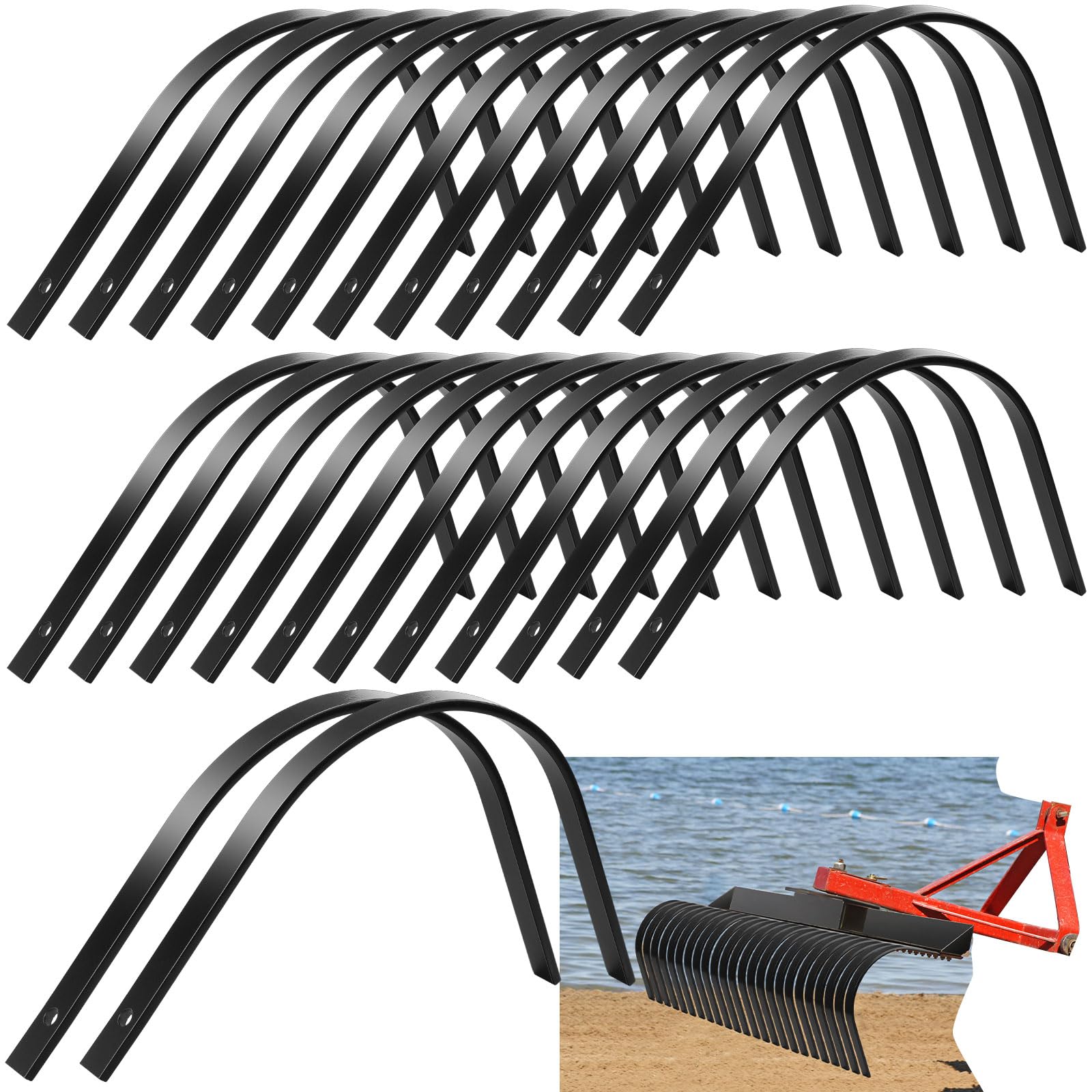 Dents de râteau à palourdes traitées thermiquement Blulu, lot de 12 pièces