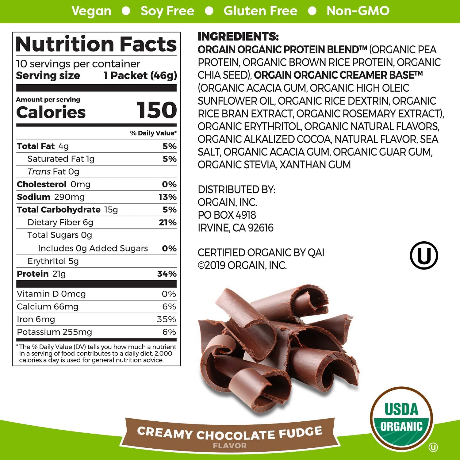 Orgain Organic Plant Based Protein Powder Travel Pack, Vanilla Bean - Vegan, Low Net Carbs & Organic Plant Based Protein Powder Travel Pack, Creamy Chocolate Fudge - Vegan, Low Net Carbs