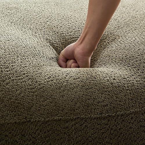 Miniatura 8 de Sofá modular curvado moderno de 135.4 pulgadas, sofá modular Boucle minimalista y cómodo con diván, sofás de lujo de 6 plazas de gran tamaño para