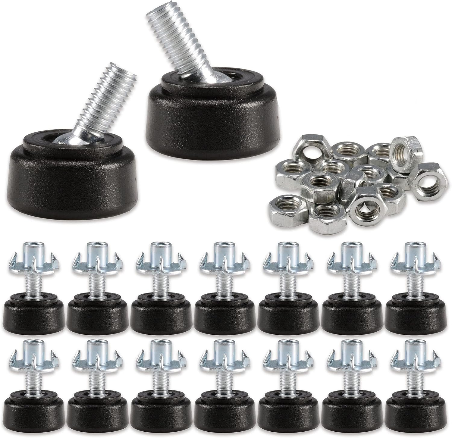 NEWBYTEK 16PCS M6 Thread Adjustable Furniture Levelers, Swivel Screw in Threaded, Leveling Feet with Non-Slip Pad,Furniture Glide Leveling for Table, Chair, Furniture Legs