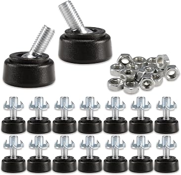 NEWBYTEK 16PCS M6 Thread Adjustable Furniture Levelers, Swivel Screw in Threaded, Leveling Feet with Non-Slip Pad,Furniture Glide Leveling for Table, Chair, Furniture Legs