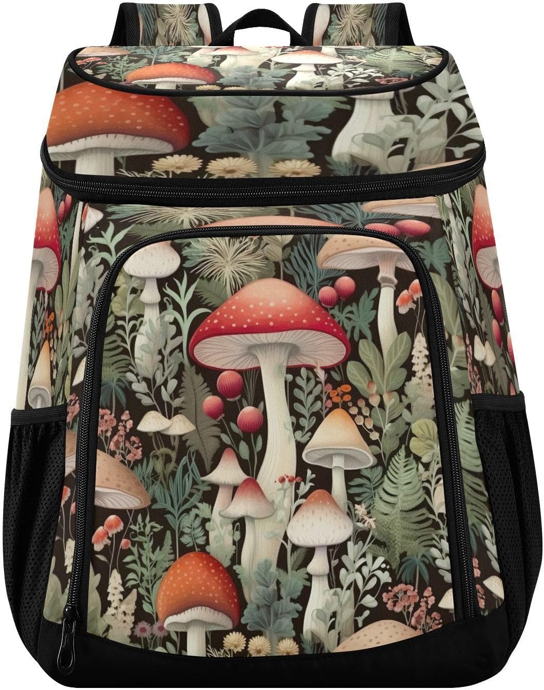 Mushrooms and Greenery Cooler Backpack 36 Cans Leakproof Waterproof Backpack Cooler Bag Beach Accessories for Women and Men Travel Camping Fishing Backpack