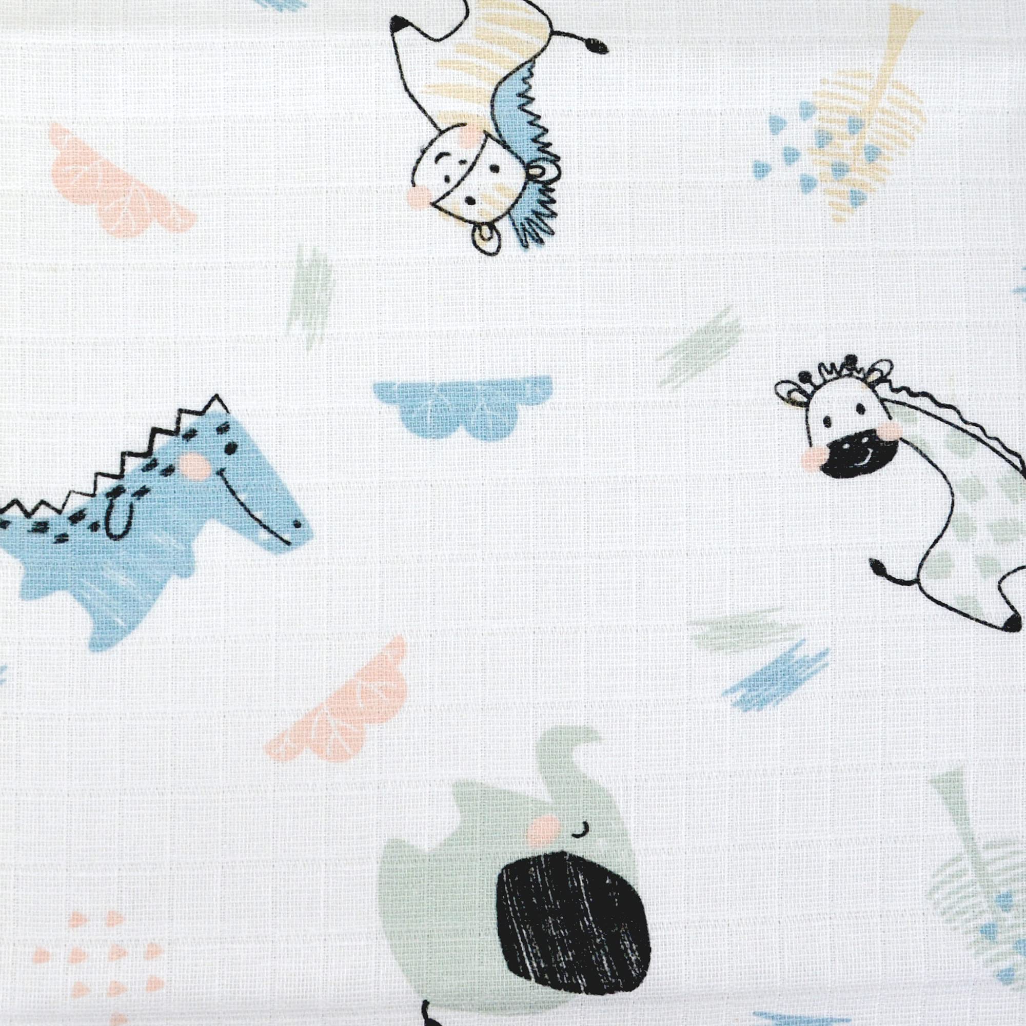 Muślinowe pieluchy z motywami zwierzęcymi, 10 sztuk, 70 x 80 cm, z certyfikatem Öko-Tex (10 konie)
