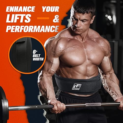 Miniatura 4 de RitFit Cinturón de levantamiento de pesas, ideal para sentadillas, estocadas, peso muerto, propulsores - hombres y mujeres - 6 pulgadas