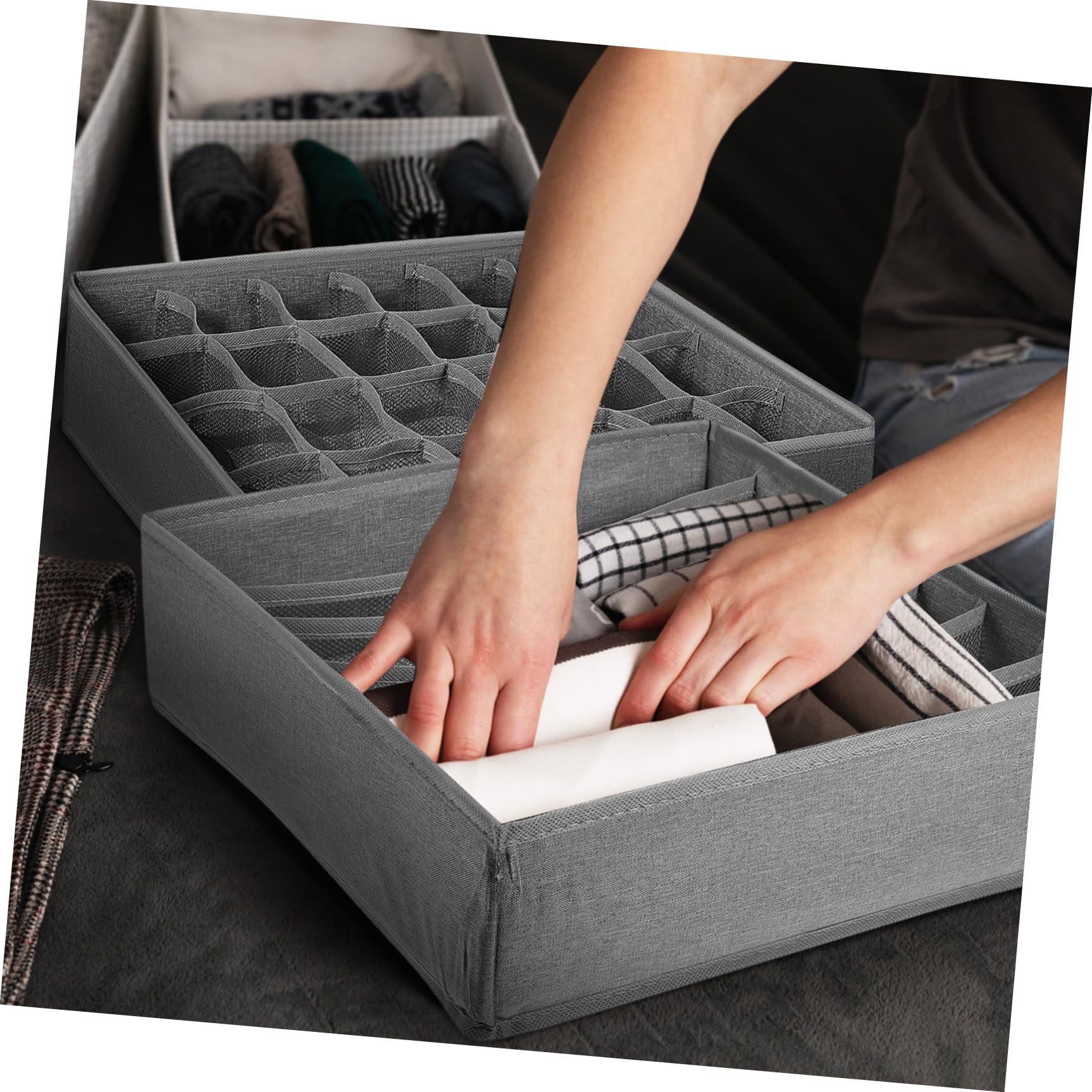 Beavorty 4stücke Faltbare Schubladenbox mit Fächern Unterwäsche Organizer aus Langlebigem Pp für Socken Bh Krawatten und Babybekleidung Platzsparend und Waschbar für Kleiderschrank