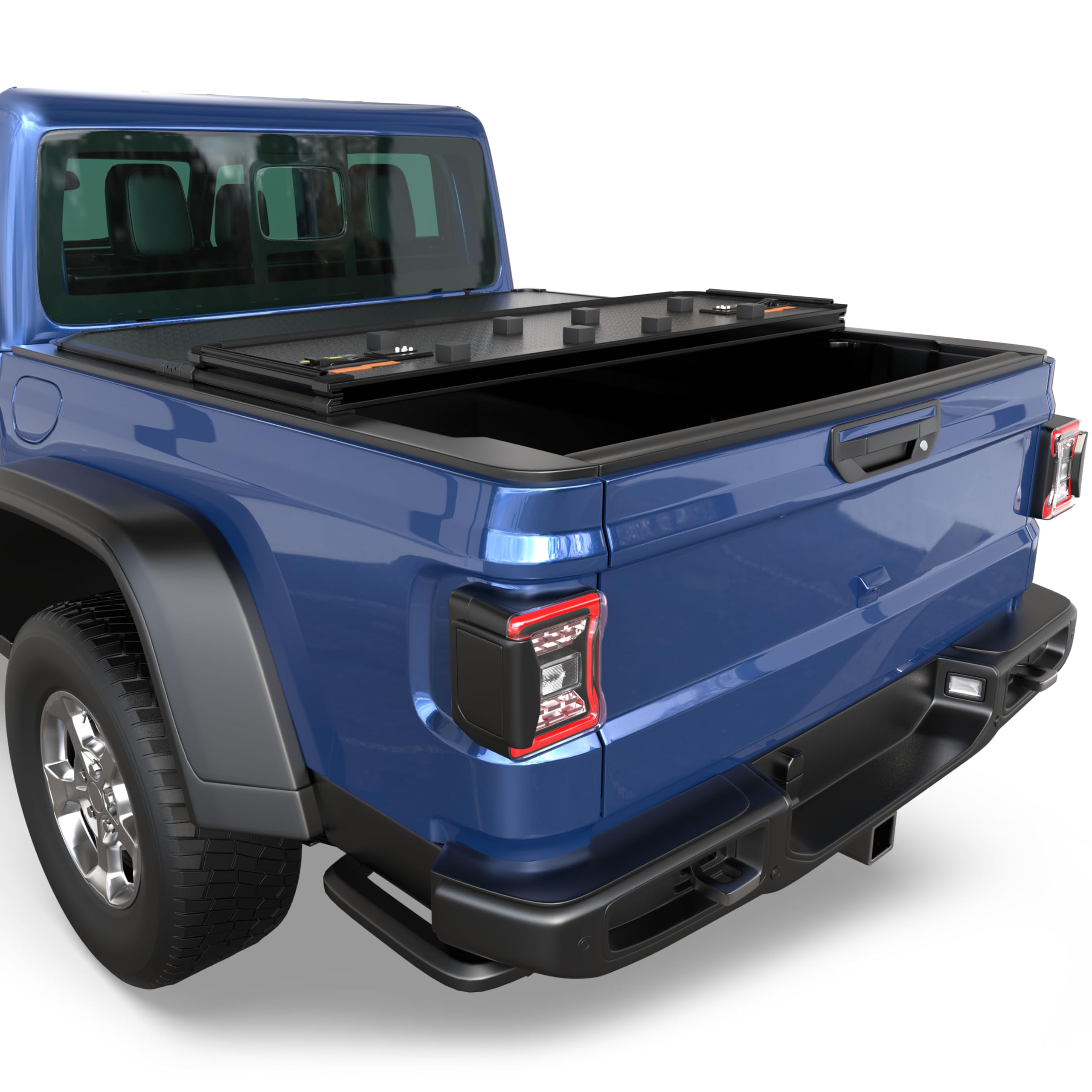 Tri-Fold Hard Tonneau Cover Compatible with 2020-2024 Jeep Gladiator Fleetside Aluminum Truck Bed Covers 5 Foot Bed On Top