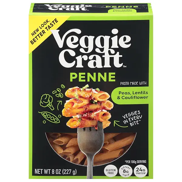 Veggiecraft Farms Penne Pasta - Low Carb, Protein Lentil Pasta w/ Peas & Cauliflower, Plant Based, Keto-Friendly, Gluten Free, Vegan - 8 Oz 1