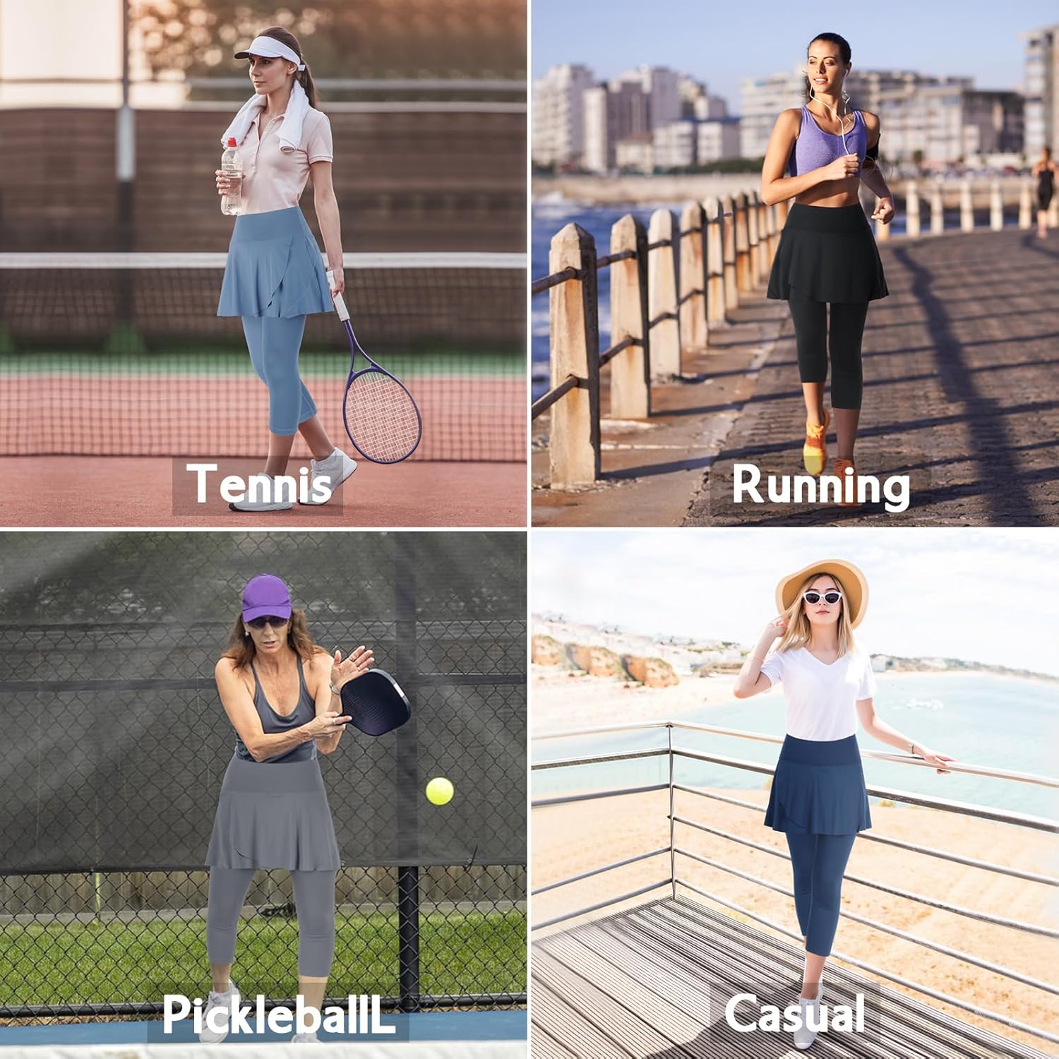 ANIVIVO Skirted Leggings for Women with Pockets, Tennis Yoga Pleated Skirt with Leggings - Image 5