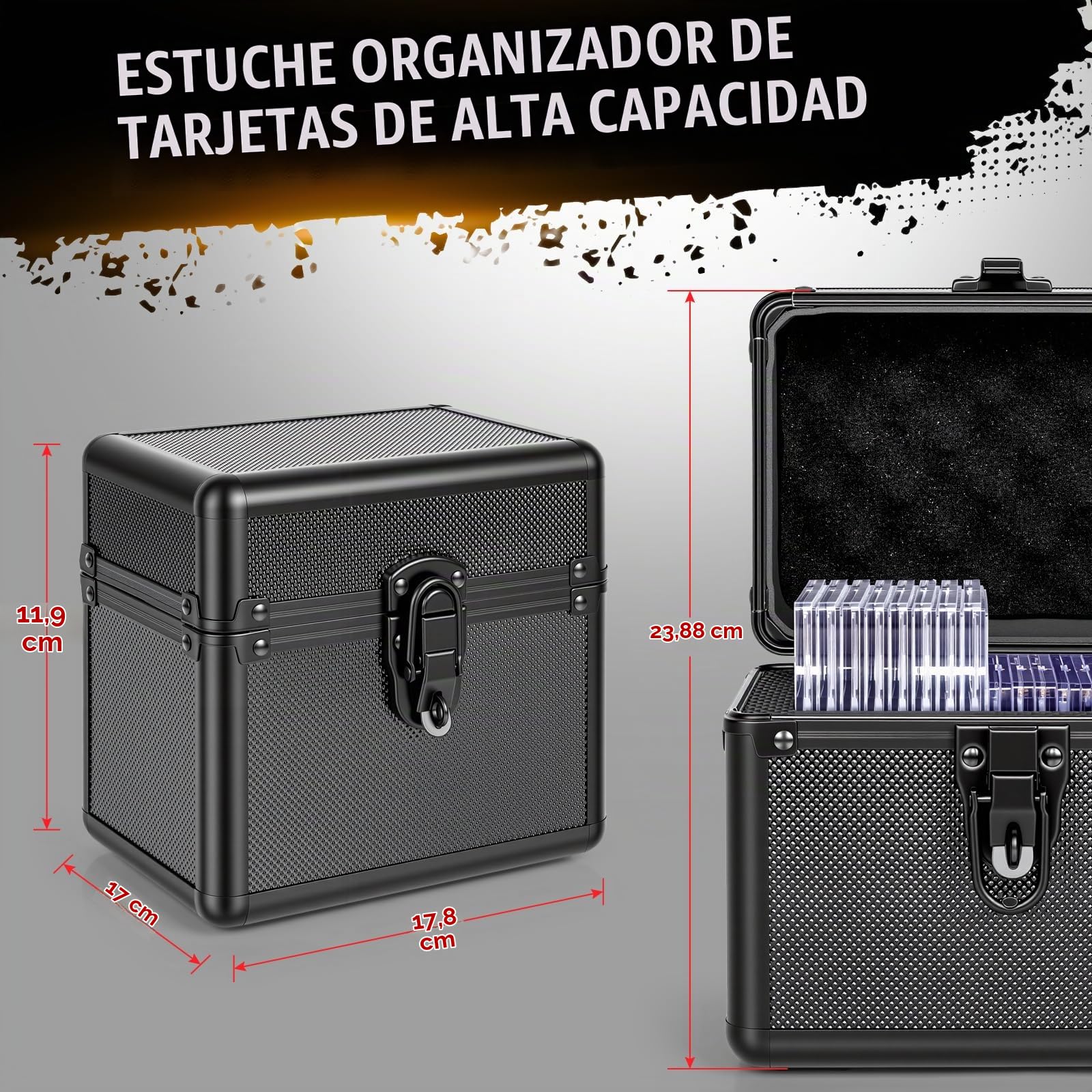Caja de Almacenamiento para Tarjetas Deportivas Calificadas - Compatible con las Láminas PSA/GMA/CSG/SGC/HGA, Estuche para Portatarjetas Top Loader para Tarjetas de Béisbol y Fútbol