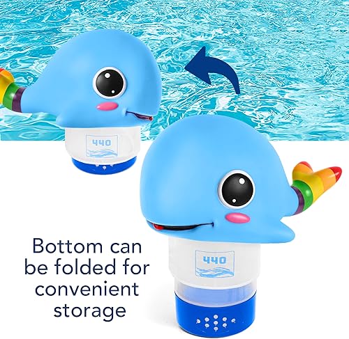 Miniatura 7 de 440 Dispensador flotante de cloro para piscina, se adapta a hasta 3 piezas de pestañas de cloro de 3 pulgadas, flujo ajustable, control, plástico