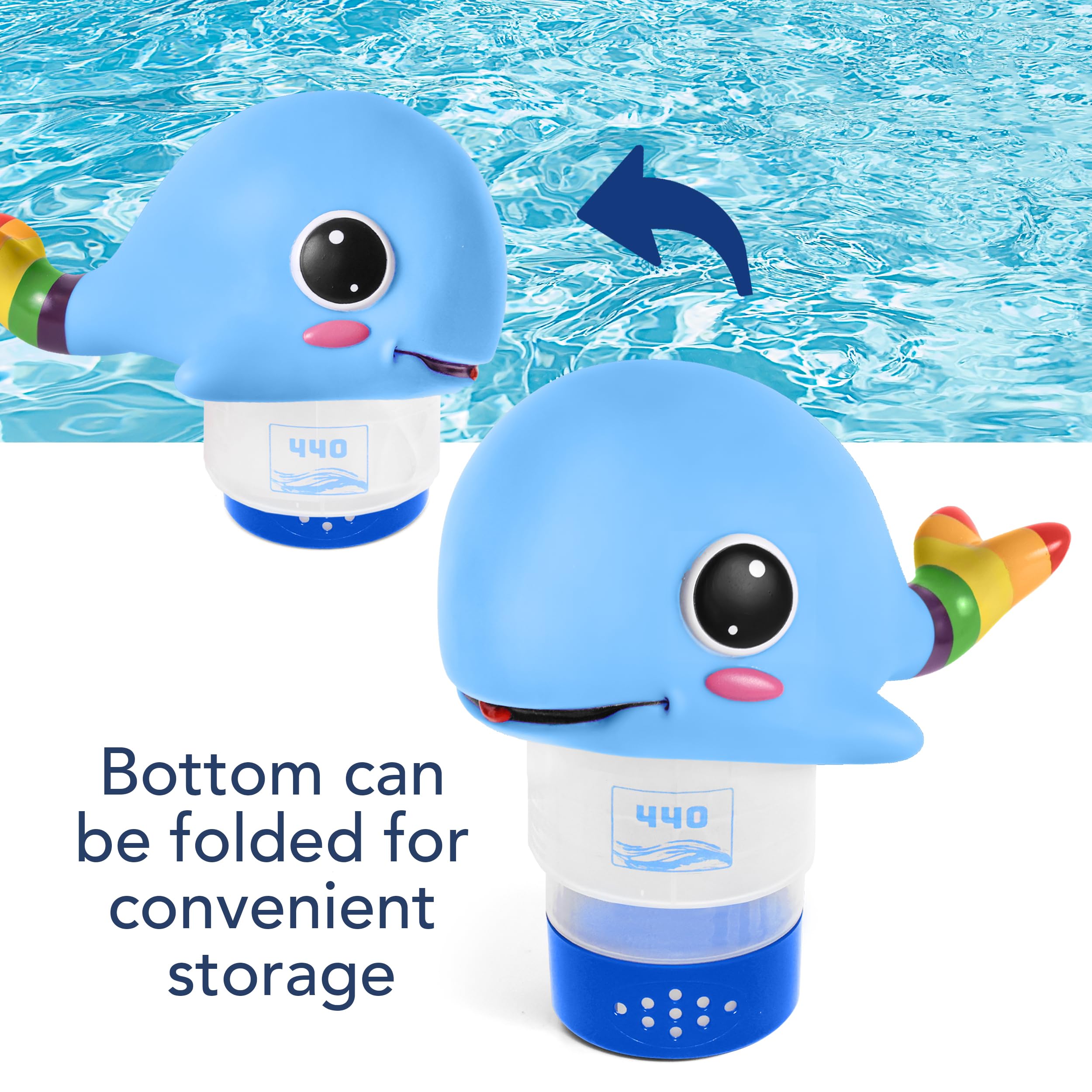 440 Distributeur de chlore flottant de piscine, s'adapte jusqu'à 3 pastilles de chlore de 7,6 cm, débit réglable, contrôle, plastique robuste – Convient pour les petites et grandes piscines – 236,8 g