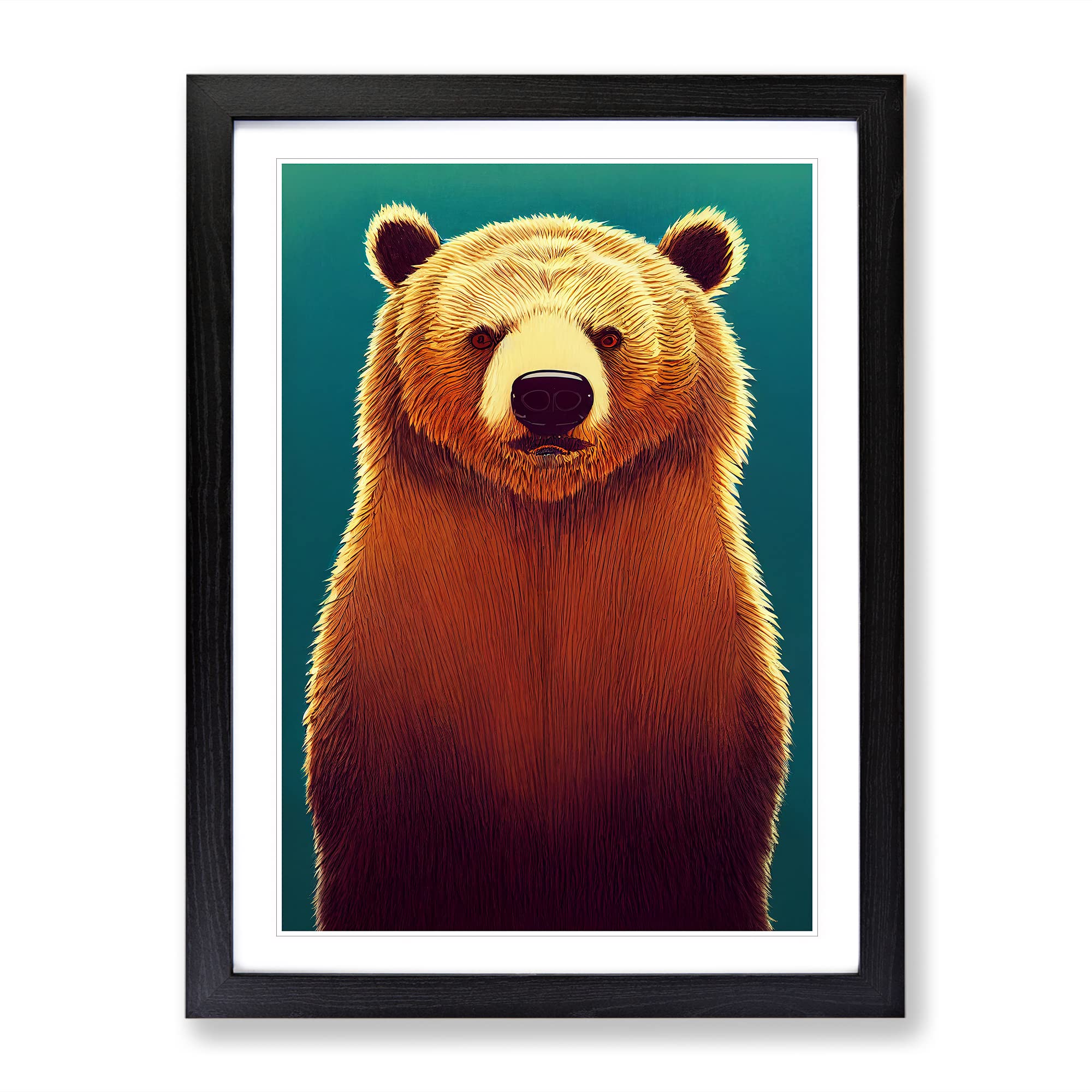 Young Bear Framed Print, Black, A3 (34 x 46 cm)