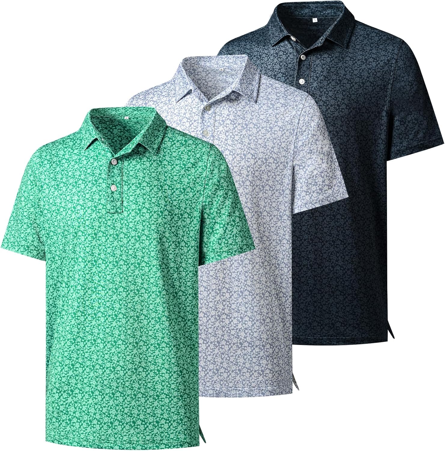 Mens Polo Shirts 3 Pack Fashion Print Mens Golf Shirt Short Sleeve Moisture Wicking Dry Fit Golf Shirts for Men