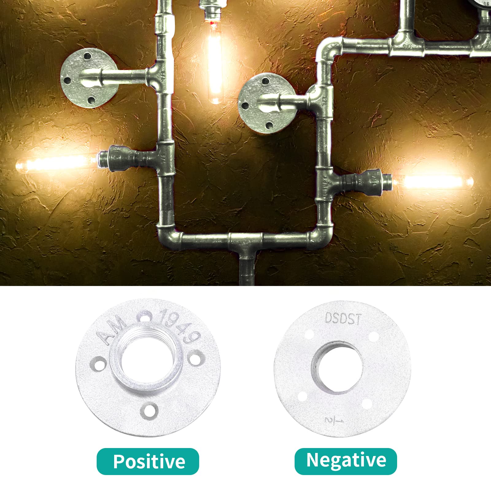 WiseWater Bridas de suelo galvanizadas de 1 pulgada, 4 piezas, accesorios de bridas de hierro maleable, bridas de tubería duraderas para proyectos de hogar, muebles, decoración de estanterías y