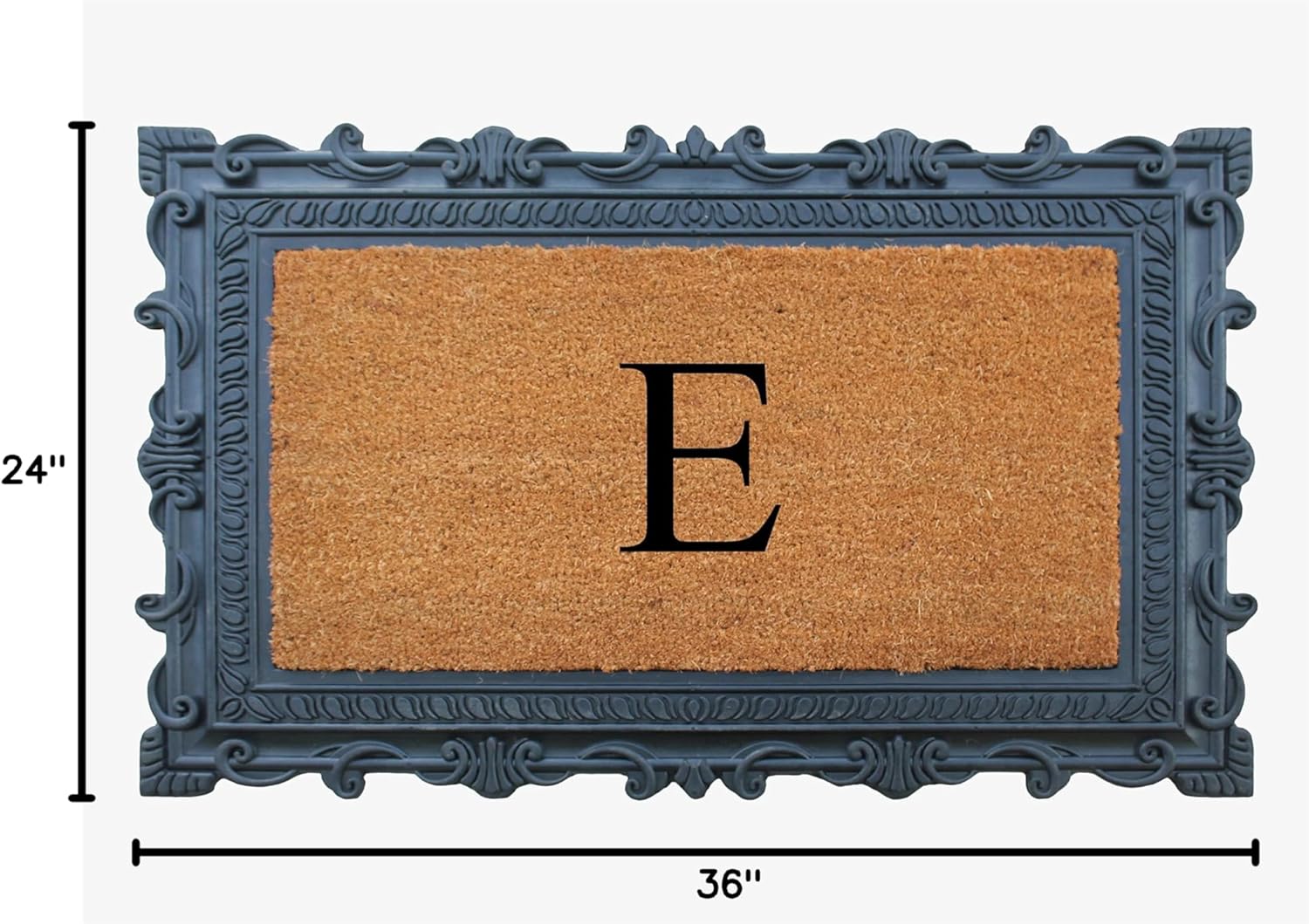 A1 Home Collections A1HC Natural Rubber & Coir Monogrammed Doormat for Front Door 24" x 36", Anti-Shed Treated, Heavy-Duty, Low Profile, Easy to Clean Outside Entrance Mat