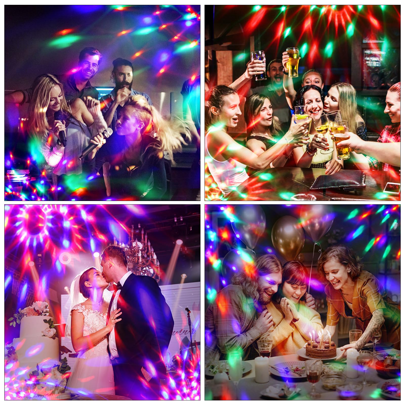 Boule Disco, YAZEKY 2 Pack Lumière Soirée Lampe de Scène Projecteur, Boule lumineuse Disco 360° Rotative,Boule a Facette 7 RGB avec Télécommande,Jeux de Lumiere pour Soiree,KTV,DJ,Fête,Disco,Noël, Bar