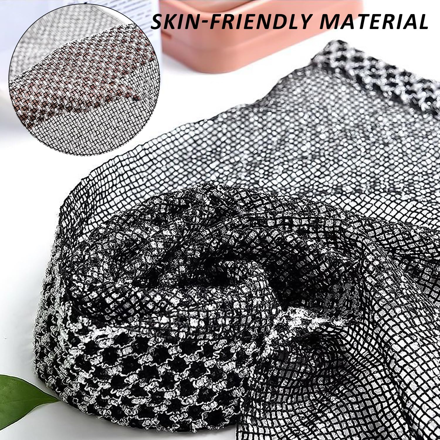 BEIBXHQQ 2 Pieces Mesh Bath Towels, Exfoliating Bath Towels, Cleansing Towels, Mesh Antibacterial Bath Towels, Suitable for Home Bathrooms, Bathhouses, Hot Springs and Other Places (Black and White) - Image 3
