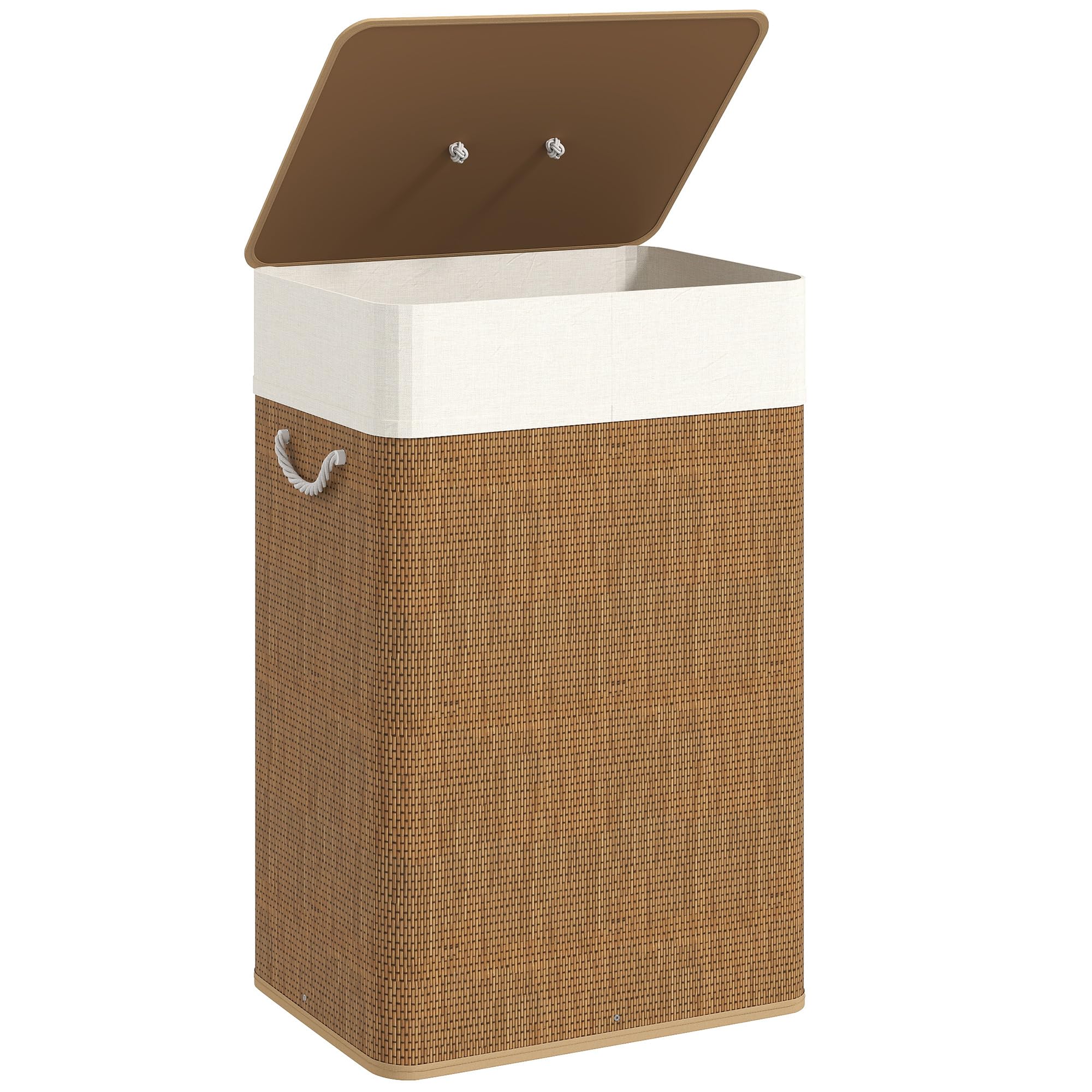 HOMCOM Cesto de Ropa Sucia 72L Bambú con Bolsa Interior Extraíble