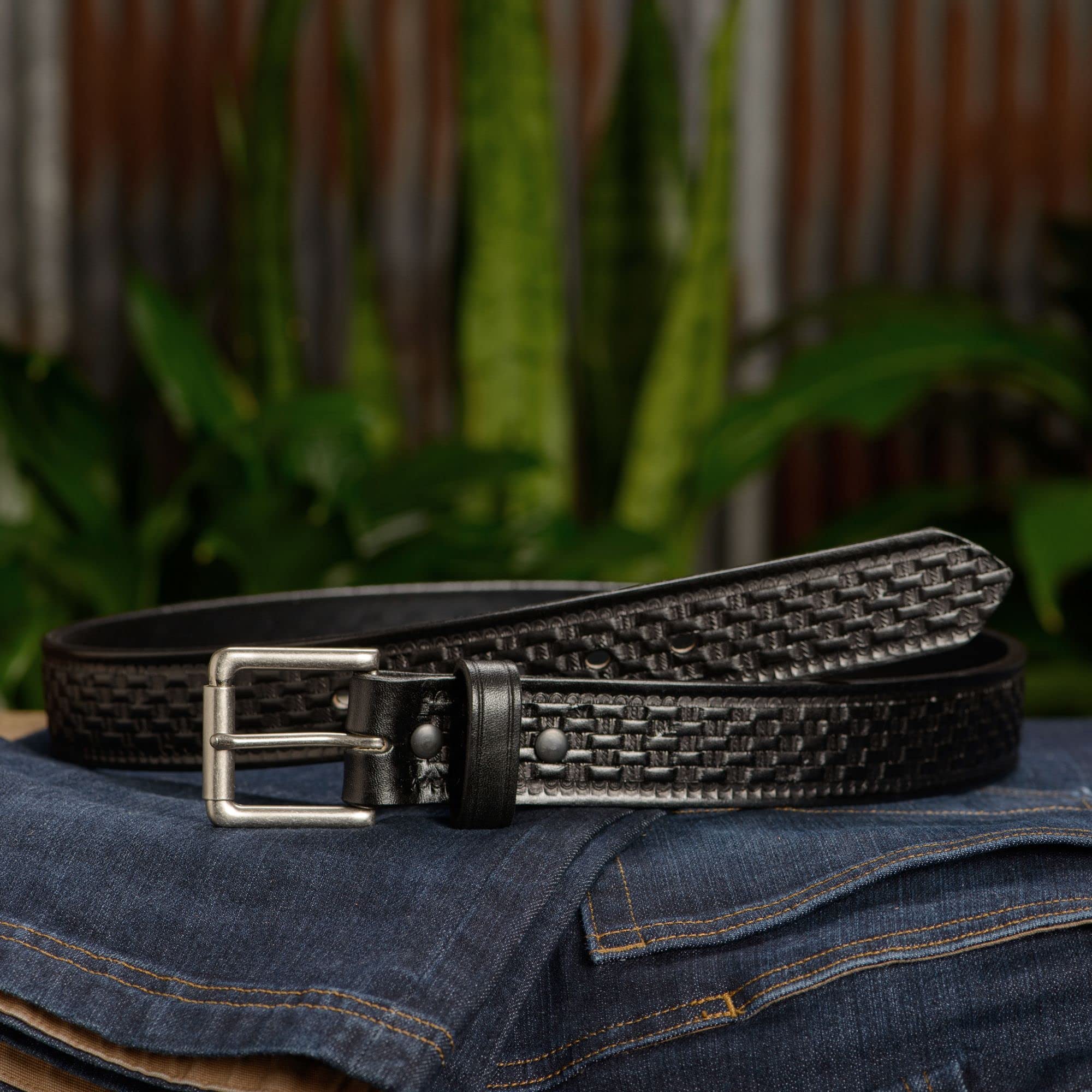 Bullhide Belts Mens Basket Weave Leather Belt, 1.50