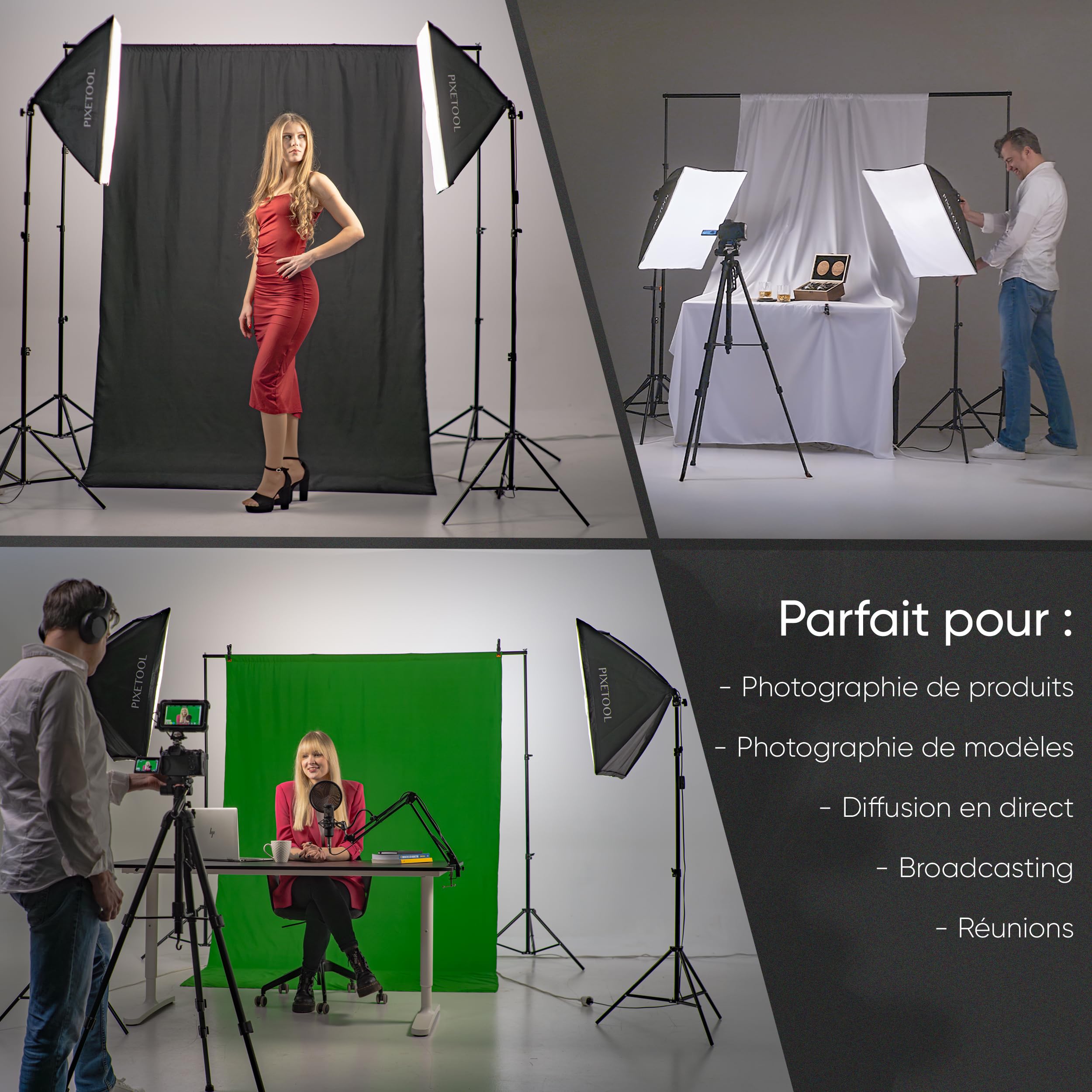 Fond Vert (1,8m x 2,8m) avec Support (2m x 2m) - Green Screen