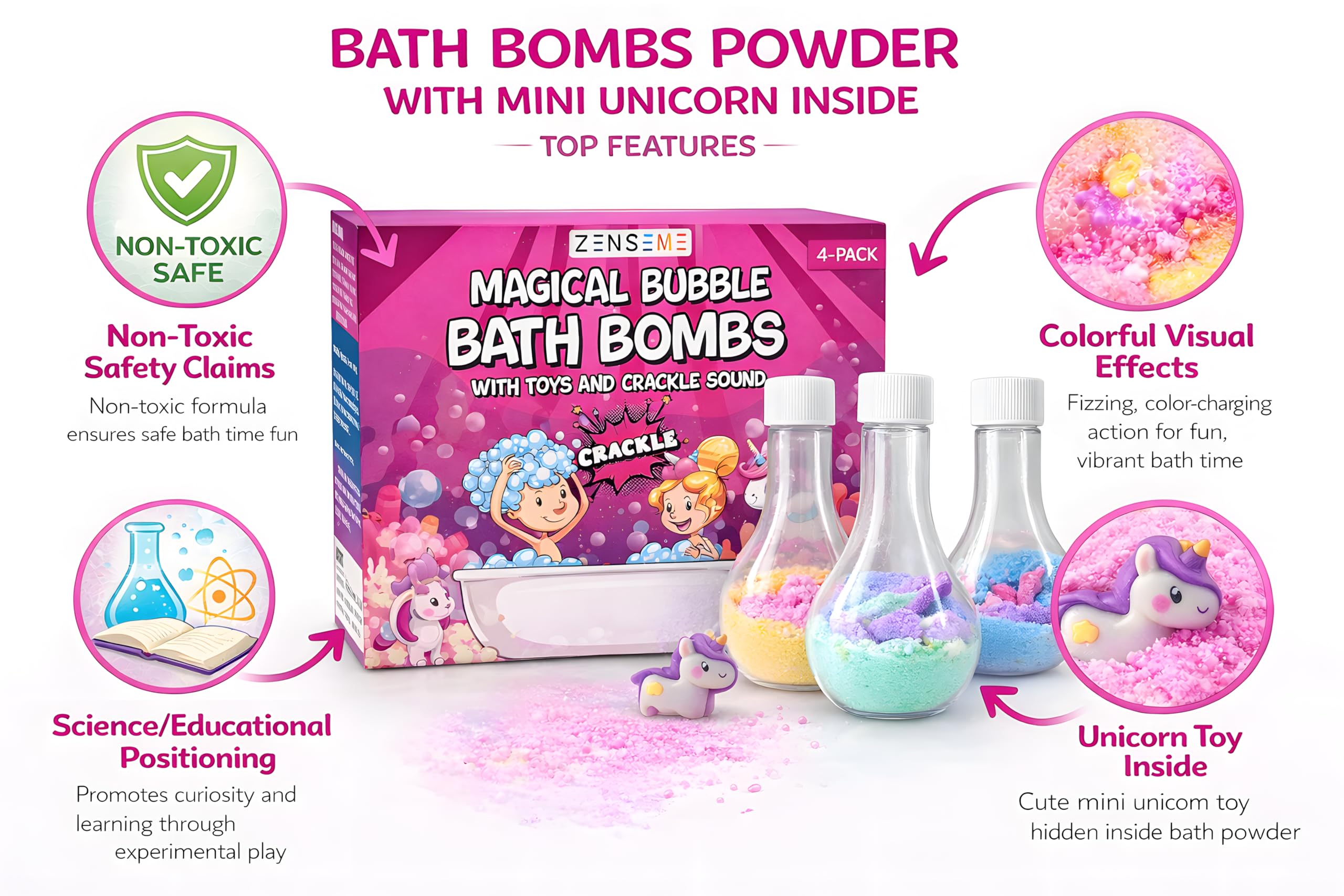 Amazon.com : Kids Bath Bombs Powder with Mini Unicorn Toys Inside