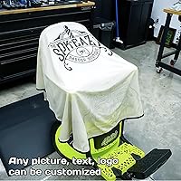 Vista 3 de Capa de peluquero personalizada, capas impermeables personalizadas para corte de pelo de salón con cierre a presión ajustable, Blanco