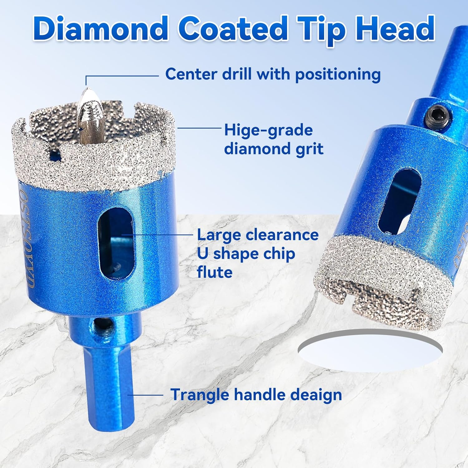 Diamond Tipped Hole Saw Set, 5" Diamond Hole Saw Bits with Pilot Drill Bit Accurate Drilling for Porcelain, Tile, Ceramic, Granite, Stone,Glass 125mm