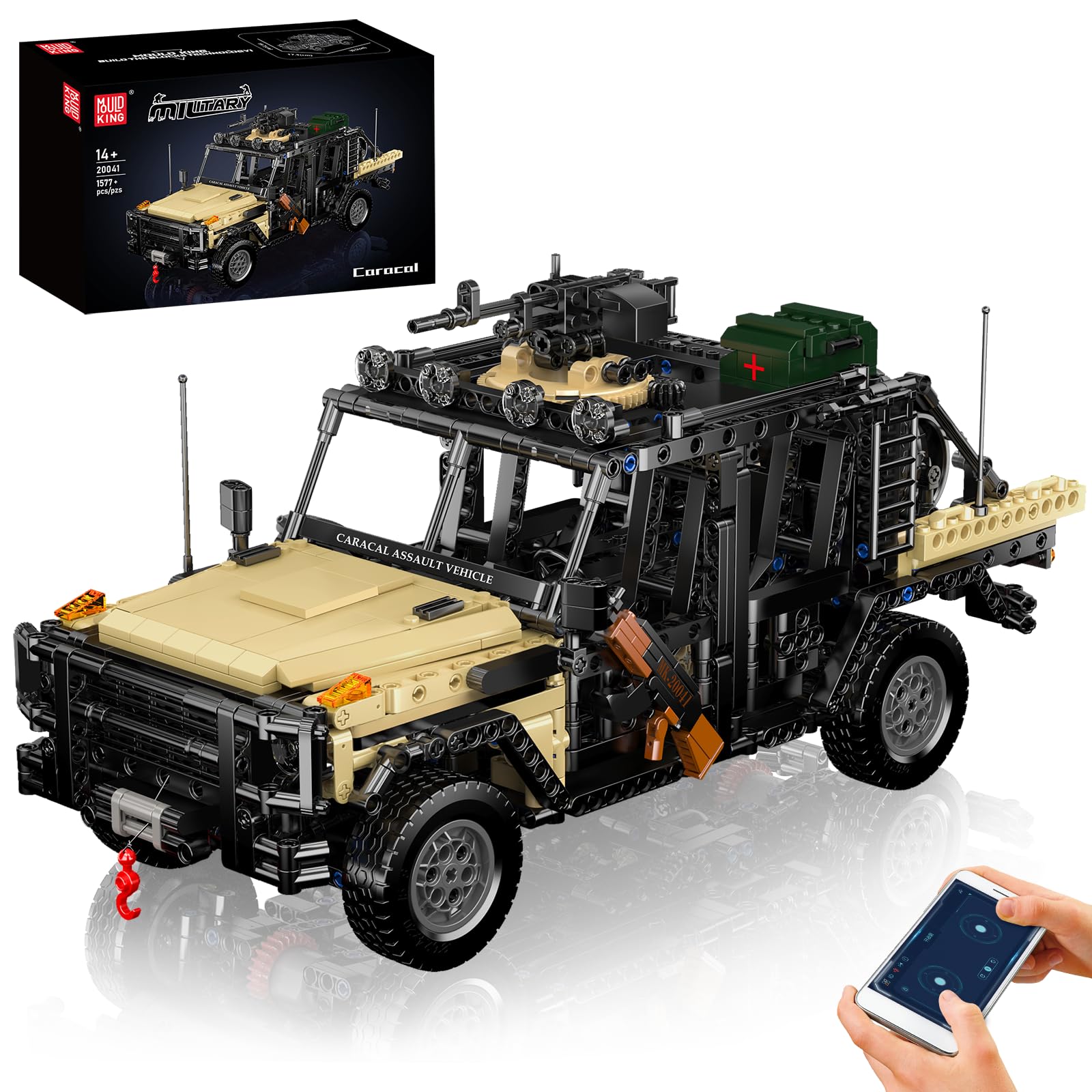 Mould King 20041 Military Off-Road Vehicle Building Set, App & Remote Control Off-Road Car Building Blocks Set