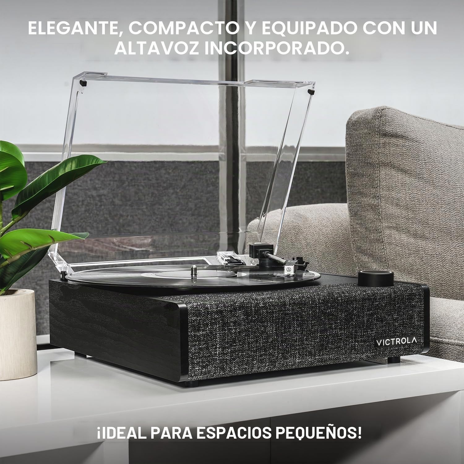 Tocadiscos Victrola Eastwood II con Altavoces – Bluetooth 5.1 y tecnología Vinyl Stream, Tocadiscos de Vinilo de 3 velocidades de Estilo Vintage, cápsula Audio Technica AT-3600LA (Roble)