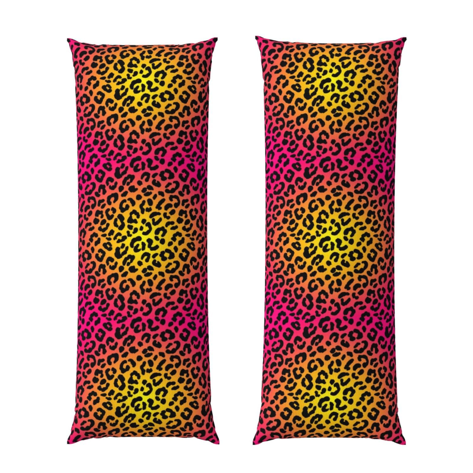 Body Pillow Protector Cover 20x60 Hot Pink Purple Cheetah Leopard Print, Soft Microfiber Pillowcase with Zipper, Wrinkle Shrinkage Resistant, for Bed Couch Sleeping