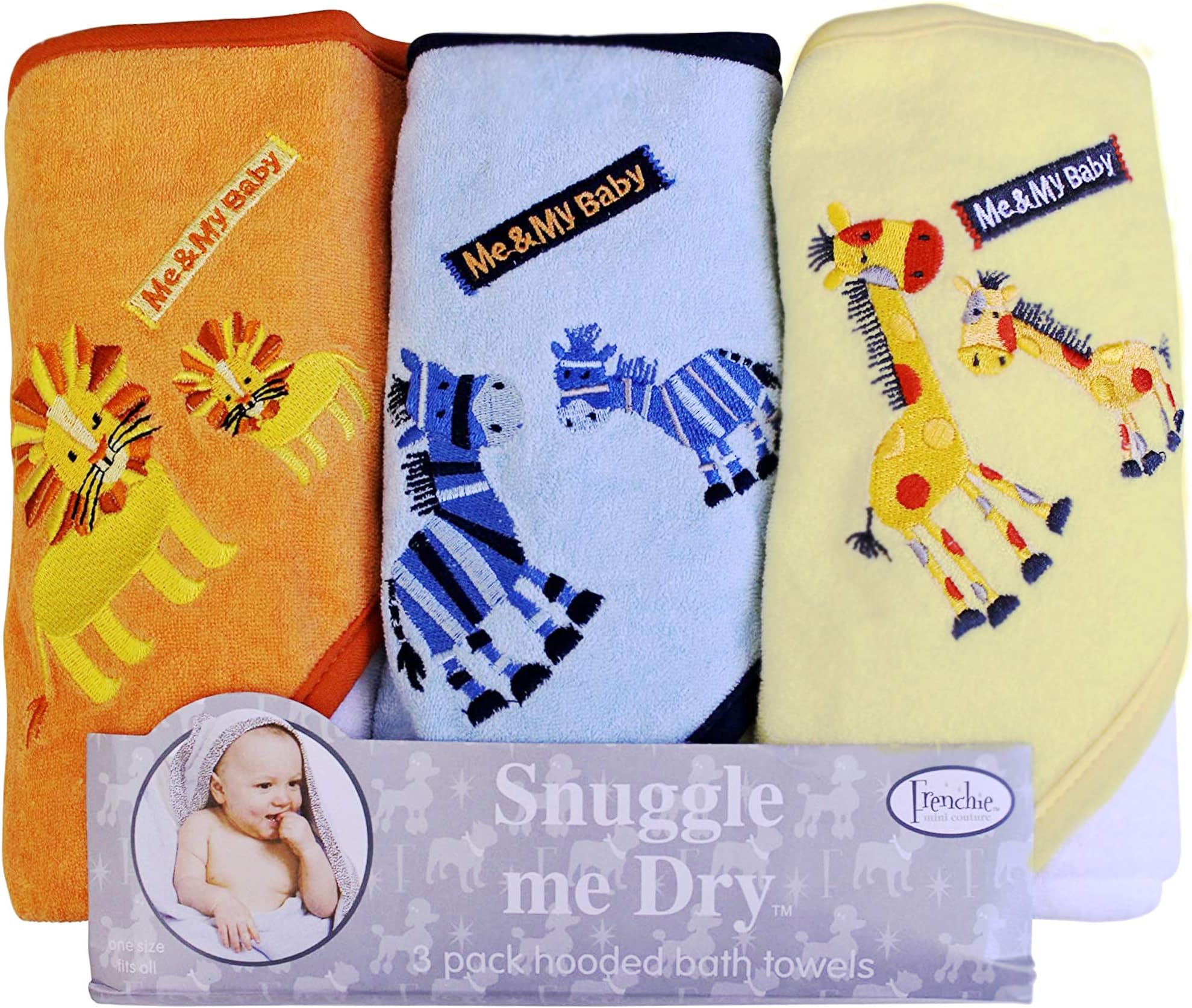Frenchie Mini CoutureAnimal Hooded Bath Towel Set 3 Pack