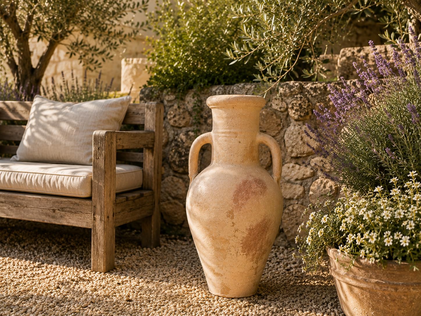 Amphore Terracotta XXL 60 cm Handgefertigt Unikat aus Tunesien – Bauchige Mediterrane Vase für Garten, Terrasse und Wohnraum