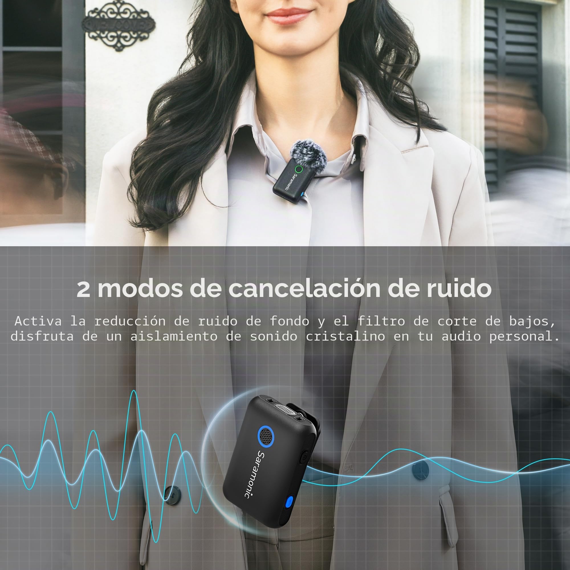 Saramonic Blink500B2+ Mini micrófono Solapa inalámbrico, Micro lavalier inalambrico cámara teléfono iPhone 15 Android PC, Mini micrófono para entrevista vlog livestream Podcast grabación de vídeo