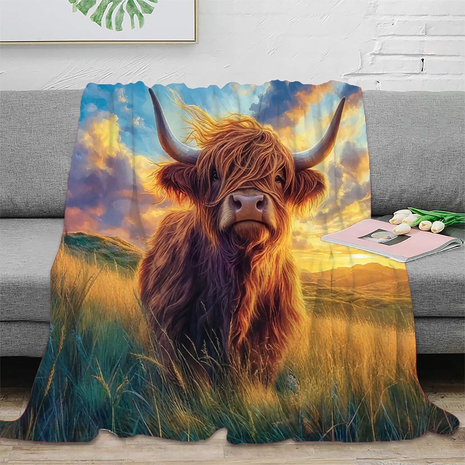 Couverture plaid Highland pour canapé et camping | Douceur 180x200 cm