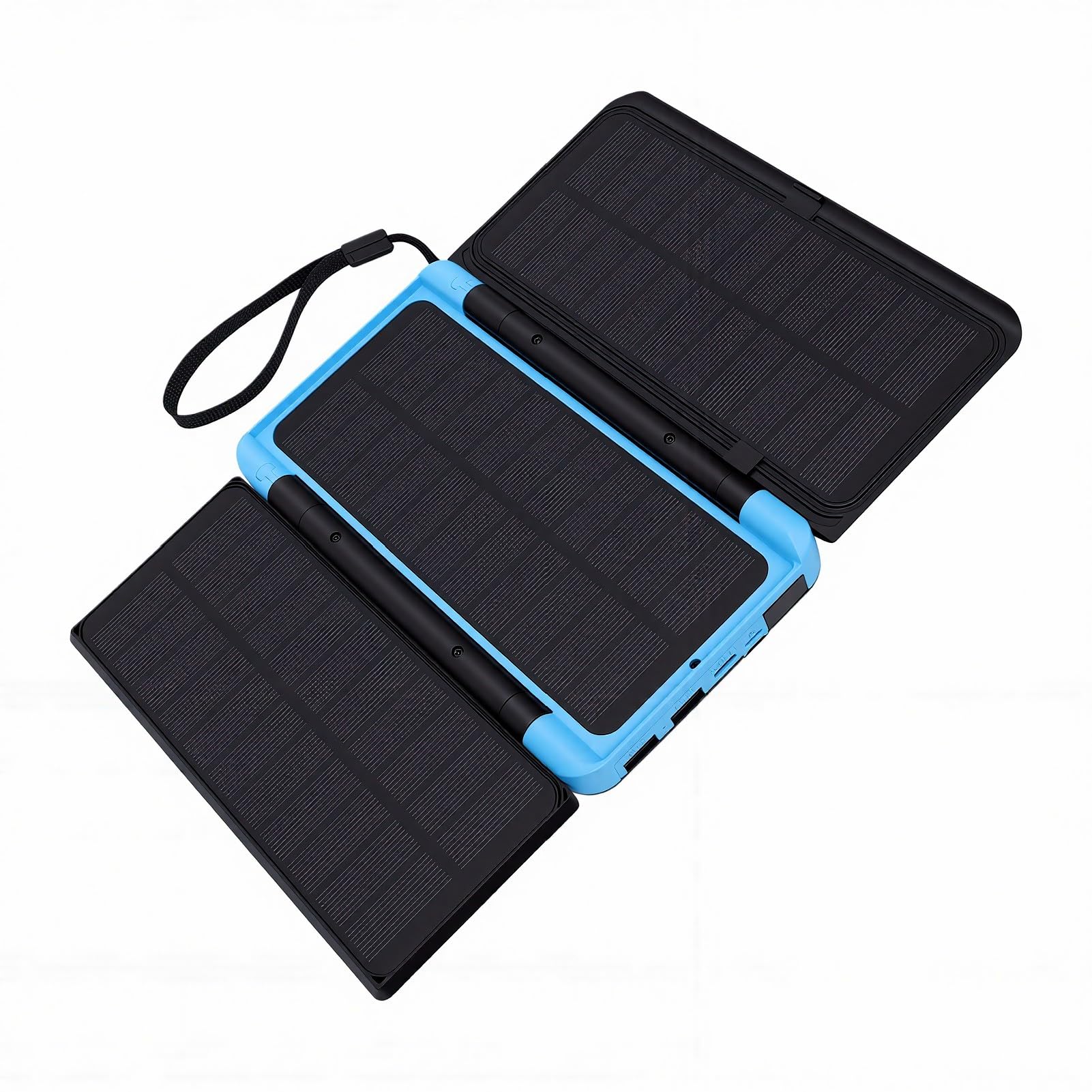 PUSOKEI Banca di Energia Solare da 10000 MAh 3 Pieghe |Caricatore Portatile a Pannello Solare per Emergenza PD USB C Ricarica Rapida SOS Azzurro
