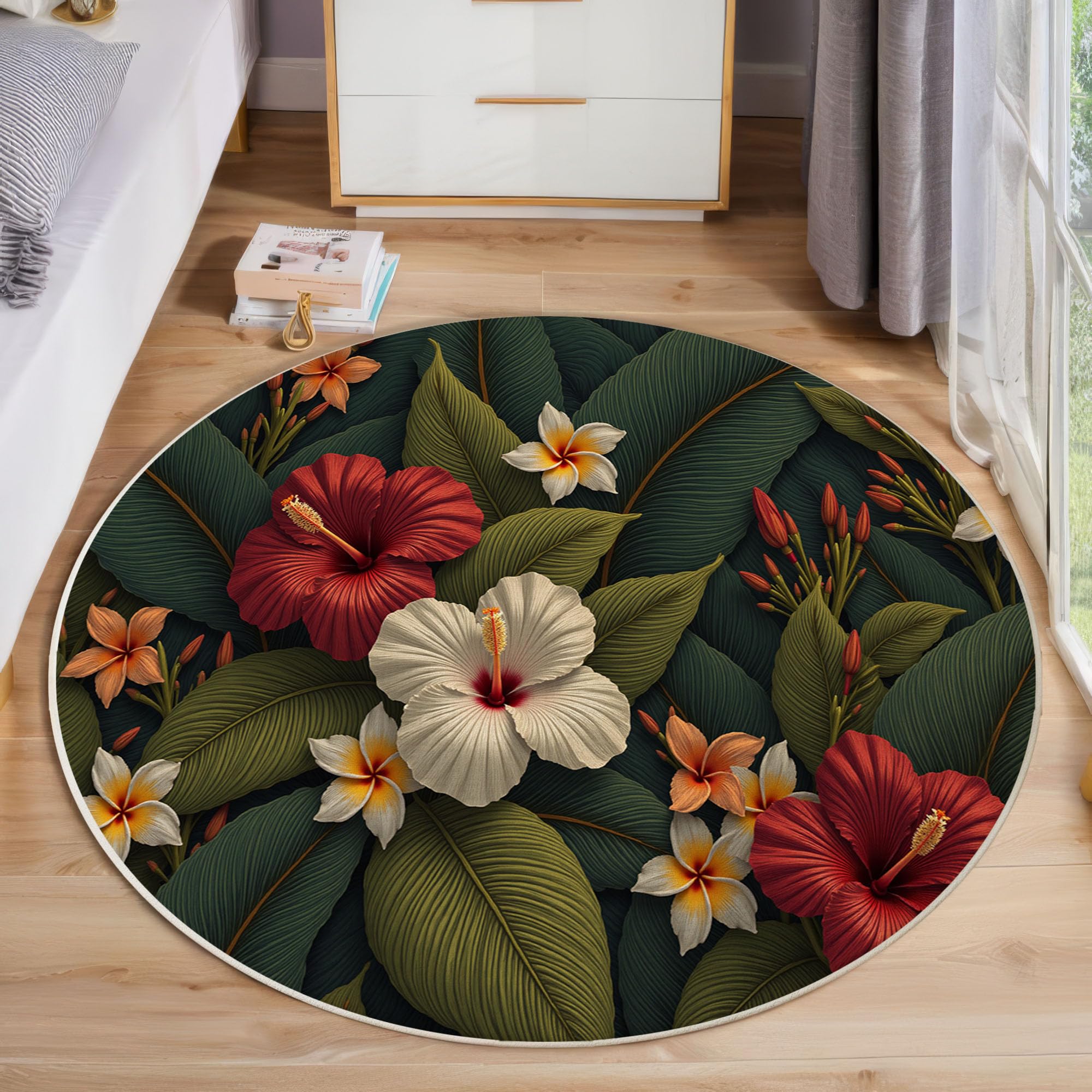 Tapis salon lavable rond de 100cm pour un entretien sans effort et un sol propre