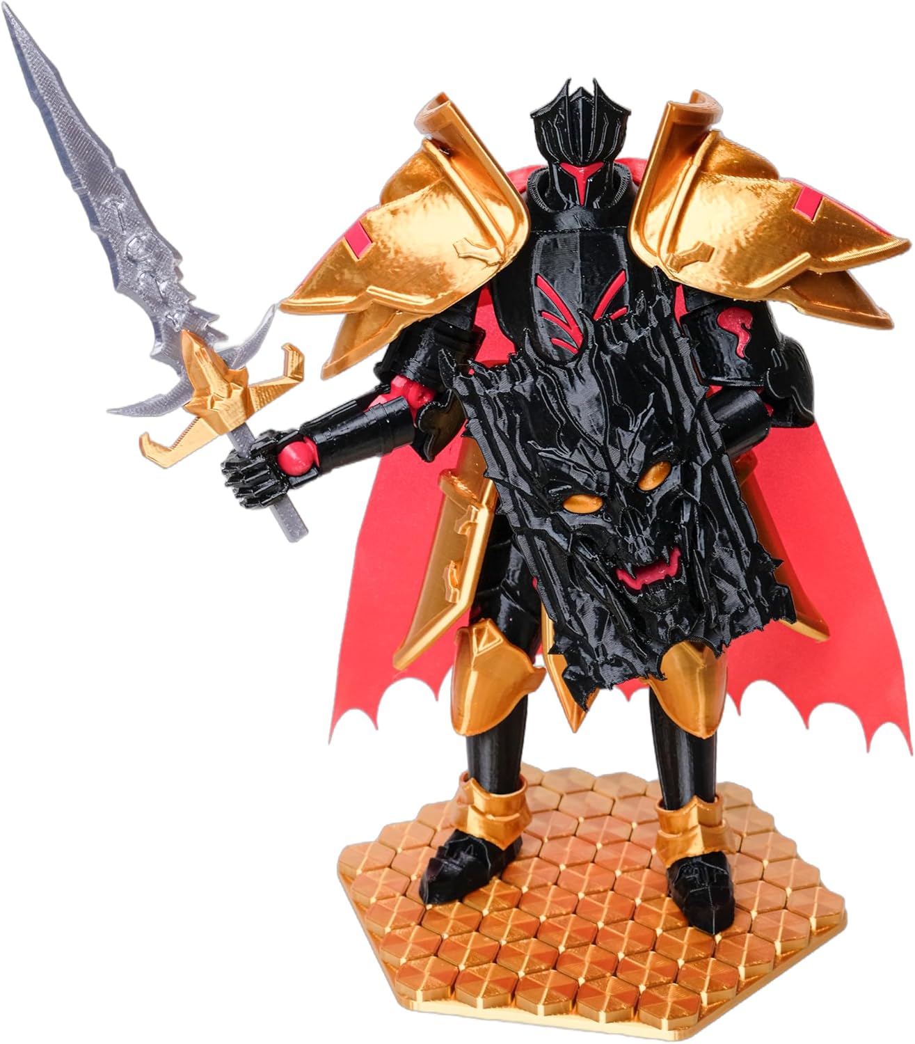 (Assembly Completed) Dummy 13 Titans Action Figure, 9 inches, Strong Magnetic Accessories, 8 in 1, 3D Printed Robot Multi-Jointed Movable, 9 inches Black Knight（Dark Gold）
