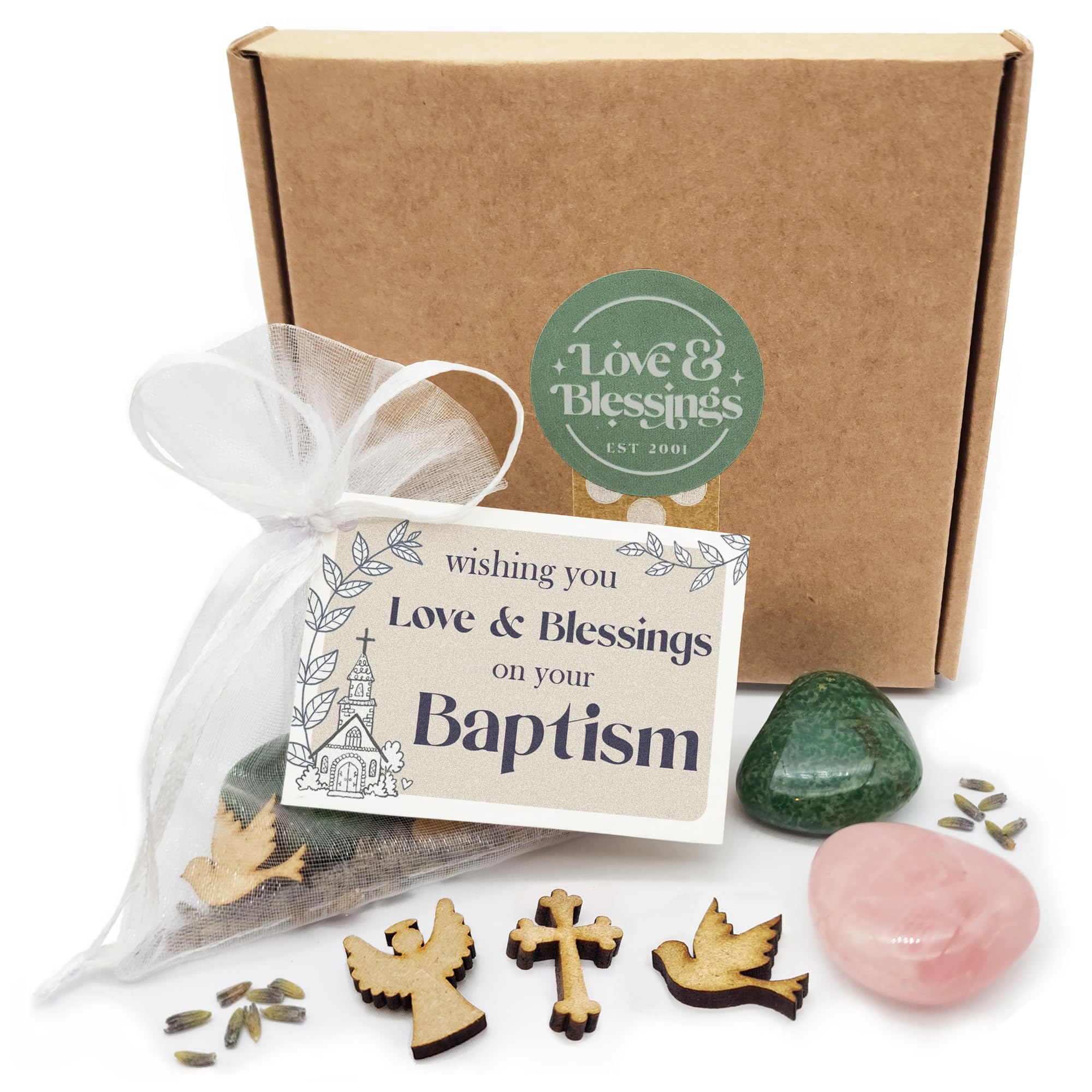 Baptism Gift Bag of Love and Blessings - Gemstone keepsake with mini card ('Church' Baptism gift) โ image 1